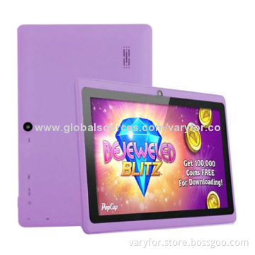 7-inch tablet PC, Allwinner A13 Q88, 800*480 pixels, DDR3 512MB RAM with dual camera and WiFi